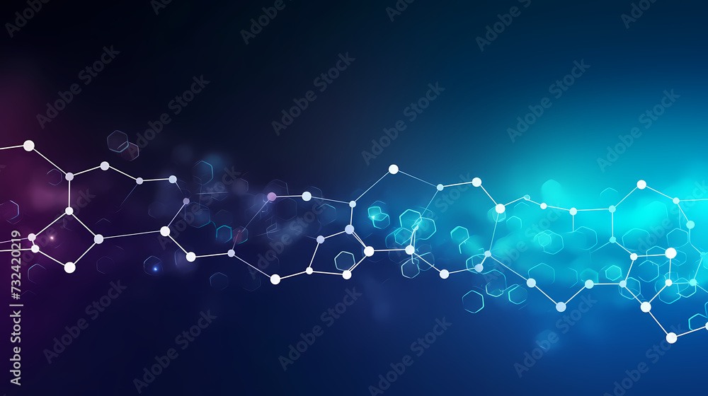Poster modern science background hexagon lines and points wave flow abstract background