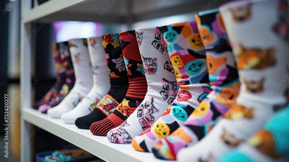 Aufkleber A collection of socks with unique and diverse patterns. Suitable for various occasions and styles