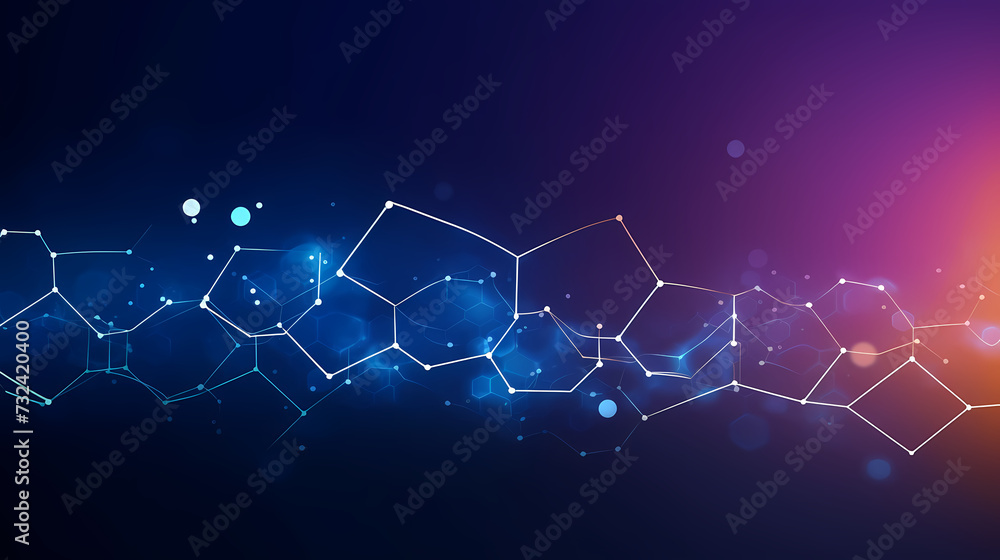 Poster modern science background hexagon lines and points wave flow abstract background