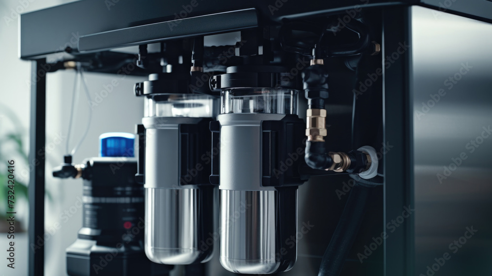 Aufkleber a close-up view of a water filtrator on a shelf. this image can be used to showcase water filtration