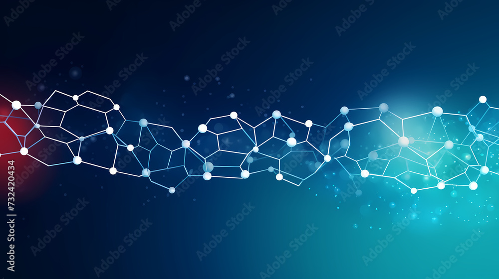 Poster modern science background hexagon lines and points wave flow abstract background