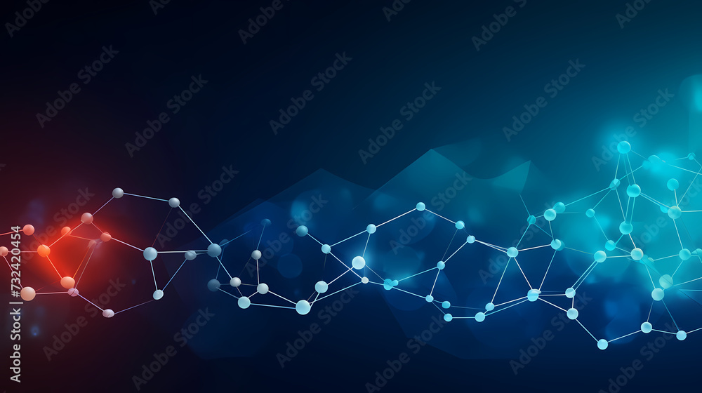 Poster modern science background hexagon lines and points wave flow abstract background
