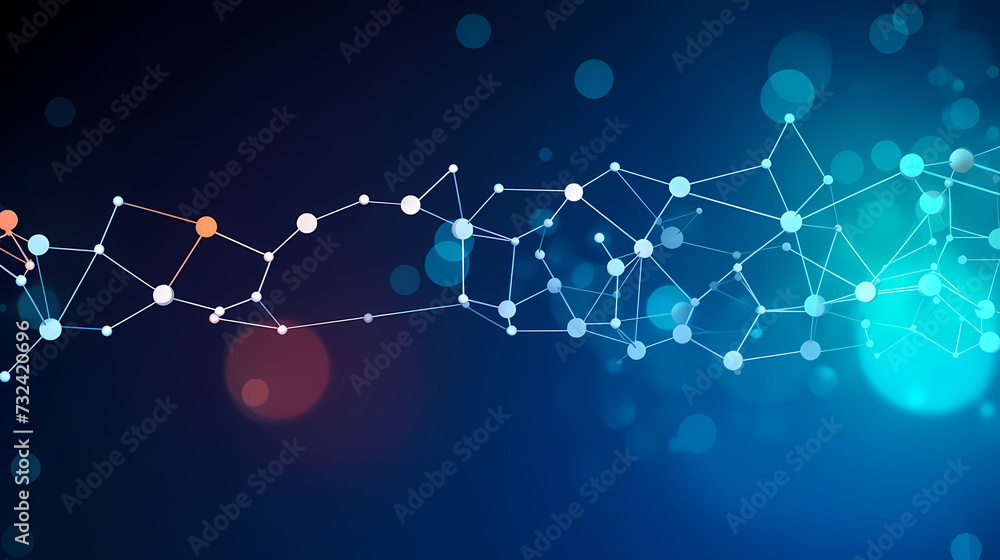 Poster modern science background hexagon lines and points wave flow abstract background