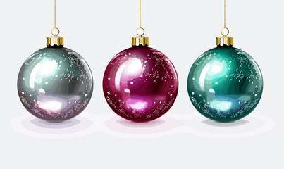 Watercolor multicolored Christmas tree balls, New Year, winter holidays, holiday design, print, vector
