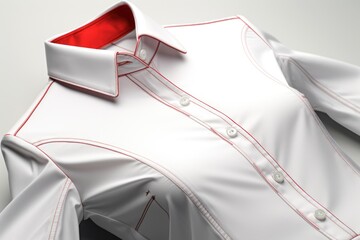 A white shirt with a red trim. Suitable for both casual and formal occasions