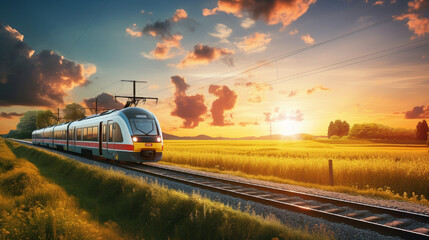 electric train on the railway