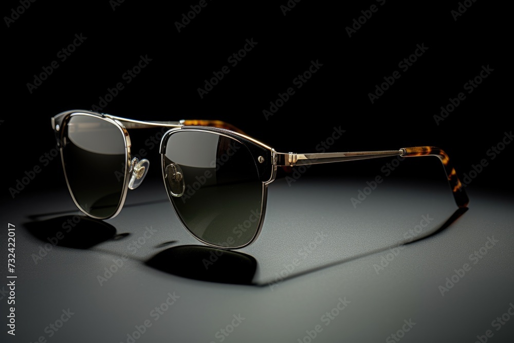 Poster sunglasses sitting on top of a table. versatile image that can be used for various purposes