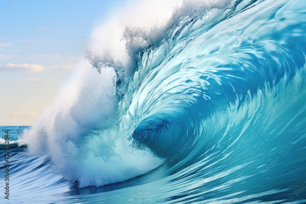 Aufkleber A powerful and dynamic wave crashing in the vast ocean. Perfect for illustrating the force and beauty of nature. Ideal for use in travel, adventure, and environmental themes
