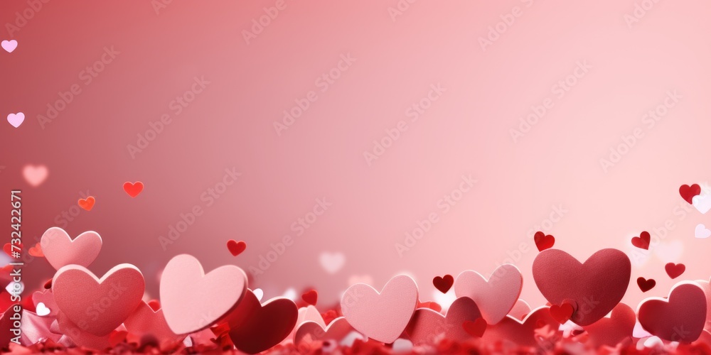Poster A beautiful image capturing a bunch of paper hearts floating gracefully in the air. Perfect for adding a touch of romance and love to any project