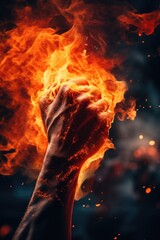 A person holding a fire ball in their hand. Can be used to depict power, magic, or energy