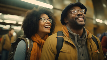 couple in the subway station