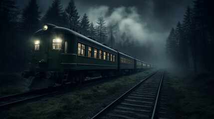 train on the railway at night