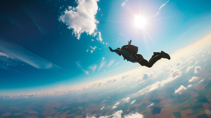 Skydiver enjoy in free fall. - obrazy, fototapety, plakaty