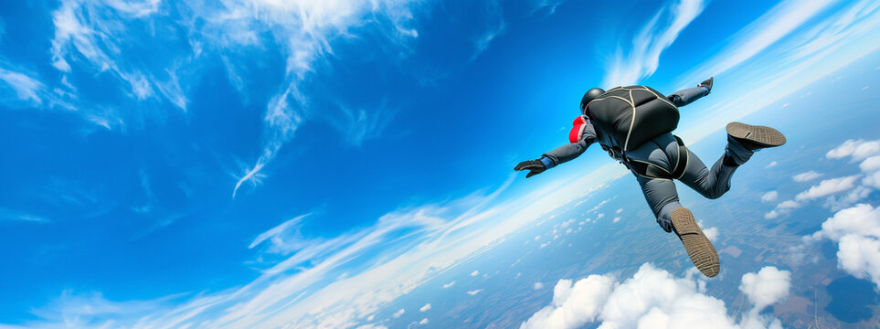 Skydiver enjoy in free fall.