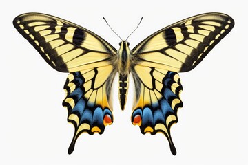 A vibrant yellow and black butterfly captured on a clean white background. Perfect for adding a touch of nature and color to any design project