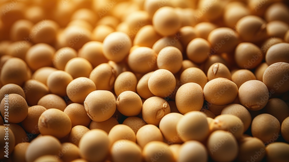 Poster a pile of soy beans arranged neatly in a stack. this image can be used to depict agricultural produc
