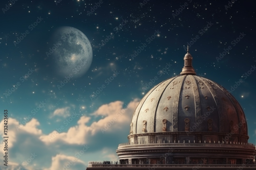 Poster A picture of a large building with a dome on top. This image can be used to represent architecture, landmarks, or historical sites