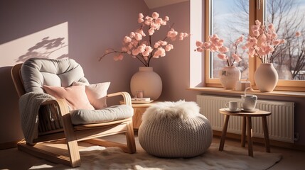 Scandinavian Nursery with Pastel Colors and Wooden Accents
