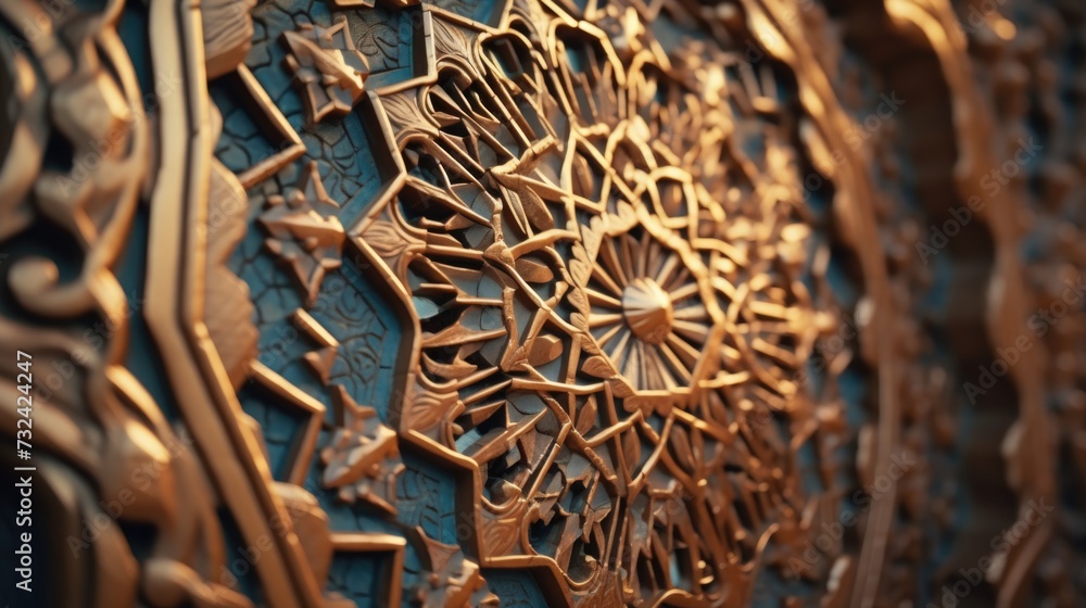 Poster A close-up view of a wall with a clock. Can be used to represent time, punctuality, or as a decorative element in interior design