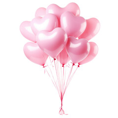 Pink heart shape balloons isolated on white background