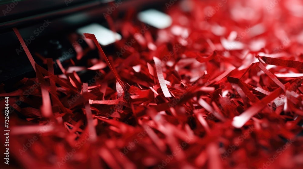 Poster A close up view of a pile of red paper. This image can be used for various purposes