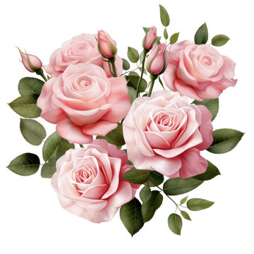 recommend clip art: Pink rose flowers in a floral arrangement isolated on white or transparent background