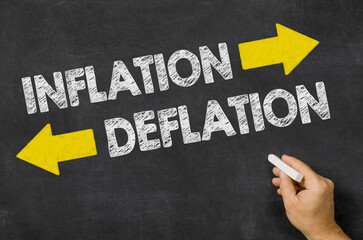 Inflation or Deflation written on a blackboard