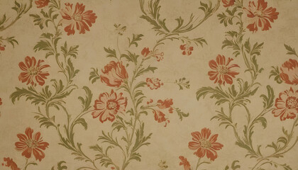 Vintage Wallpaper Floral Pattern of 18th Century Wallpaper linoleum abstract texture background. Decorative wall paint. 