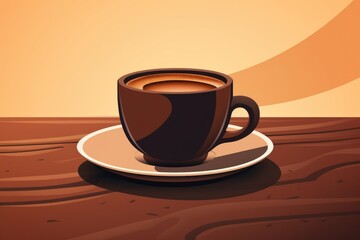A cup of coffee on a saucer placed on a table. Suitable for coffee shop promotions and lifestyle articles