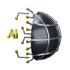 3d AI Artificial Intelligence World network financial technology icon isolated on transparent background-3D illustration