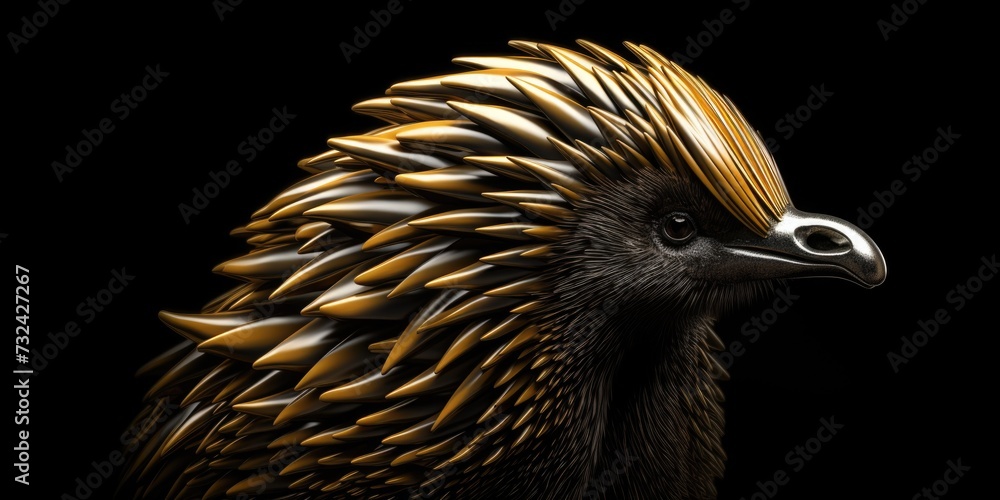 Poster a close up photograph of a bird against a black background. this image can be used for various purpo