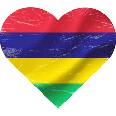 Mauritius flag in heart shape grunge vintage. Mauritius flag heart. Vector flag, symbol.