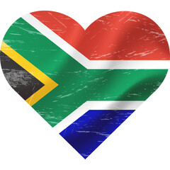 South Africa Flag in heart shape grunge vintage. South Africa Flag Heart. Vector flag, symbol.