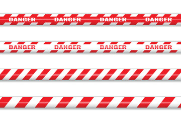 Caution tape set of Barrier red tape ribbons