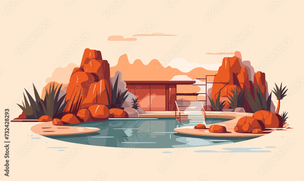 Sticker Thermal Hot Springs vector flat minimalistic isolated vector style illustration