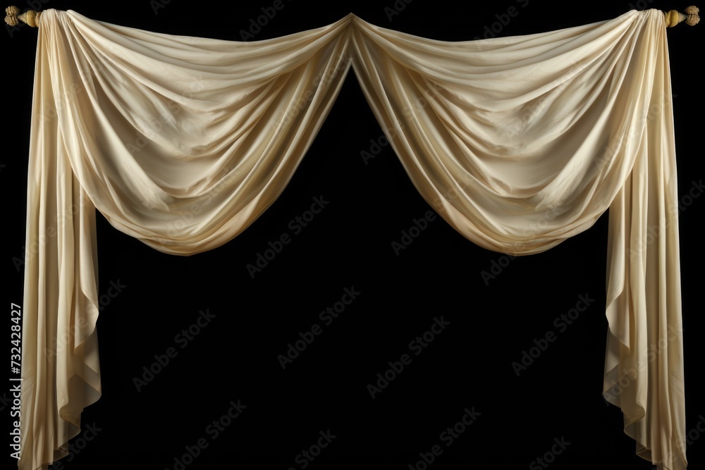 Poster a picture of a pair of drapes hanging from a curtain rod. perfect for showcasing different styles an