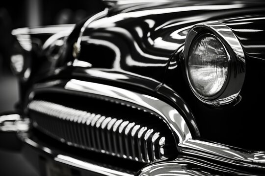 A timeless black and white photograph of a classic car. Perfect for vintage car enthusiasts or automotive-themed projects