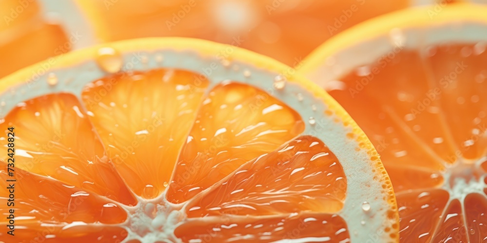 Poster A close-up view of a slice of orange. Perfect for adding a fresh and vibrant touch to your projects
