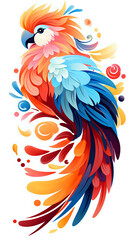 Obraz premium Vibrant Parrot Illustration in Abstract Art Style. A colorful abstract illustration of a parrot, with a vibrant fusion of orange and blue hues, perfect for creative design projects 