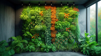 Fototapeta na wymiar Indoor plants, flowers and shrubs in a house building