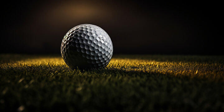 Golf ball close up photo golf ball in golf course background, 