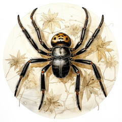 watercolor Vintage Spider clipart, Generative Ai