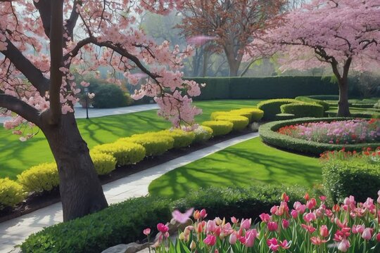 Flower garden. seamless looping time-lapse animation video background