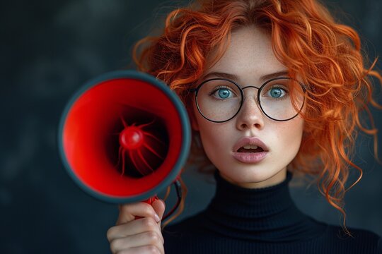 Redheaded Beauty with Glasses and a Blowhorn: A Catchy and Optimized Adobe Stock Title Generative AI