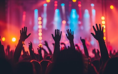 Crowd of People With Their Hands Up at a Concert