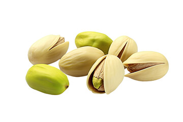 Fototapeta premium Close-up of tasty pistachios, isolated on a Transparent background. Generative AI