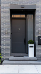 Naklejka premium Contemporary Home Entrance with Textured Grey Wall