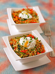 Quinoa with vegetables and egg.