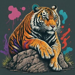 flat logo of a Bengal tiger The Artist