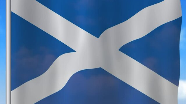 National Flag of Scotland Over Moving Clouds